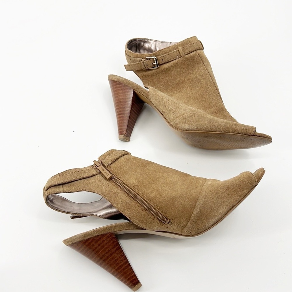 Nine West See You Later Suede Peep Toe Heeled Shootie Size 9 Bootie - Picture 7 of 13